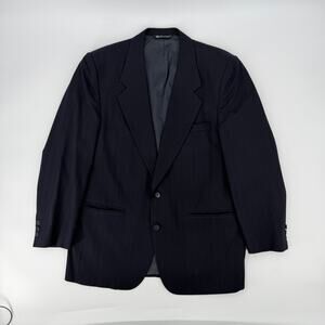 Vintage Christian Dior Monsieur Wool Blazer Jacket Navy Pinstripe USA Mens 42R